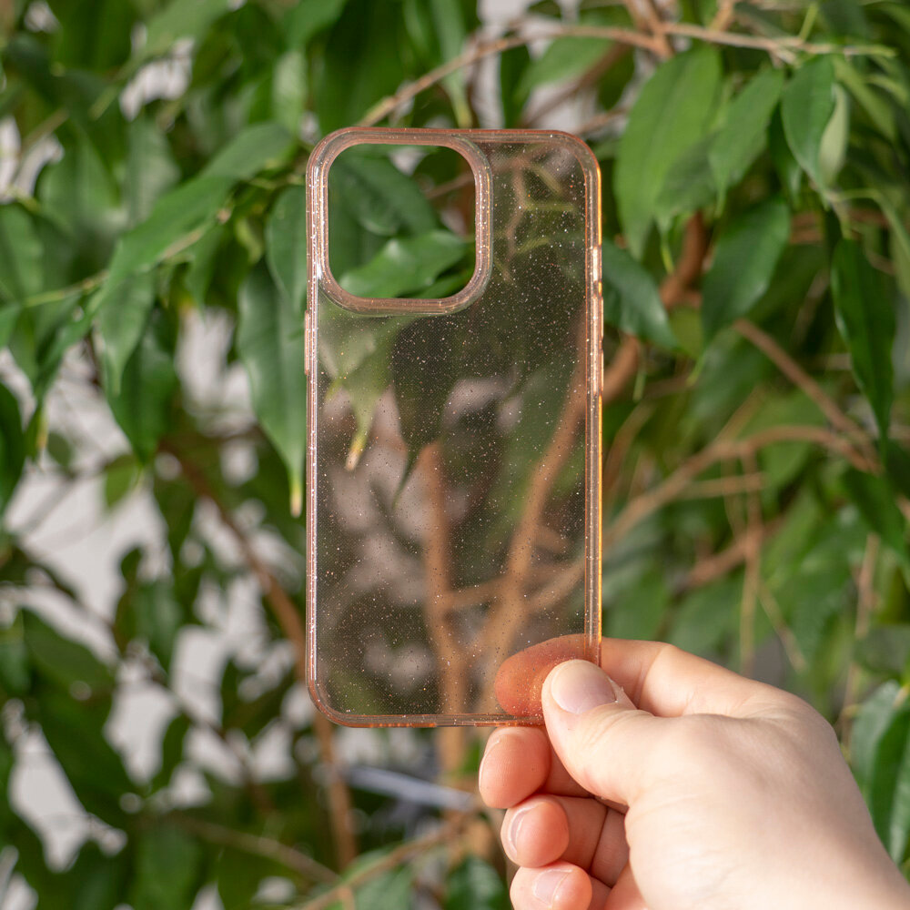 Чехол Chic для Apple iPhone 13 Pro, розовый-прозрач(сереб блест), PET синий, Deppa, Deppa 87926 - фото №3