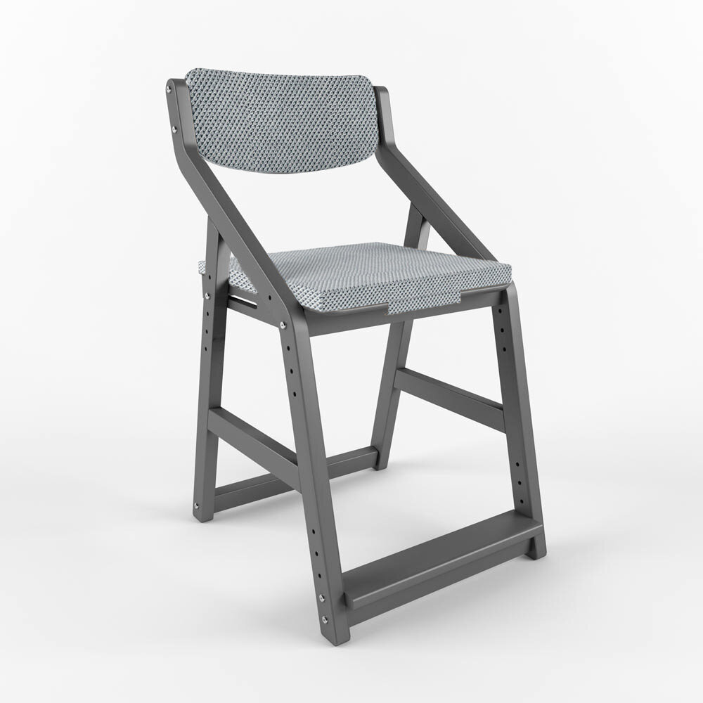 фото Стул растущий для школьника Робин Wood (Вуд) с чехлом, цвет Серый/Серый Велюр