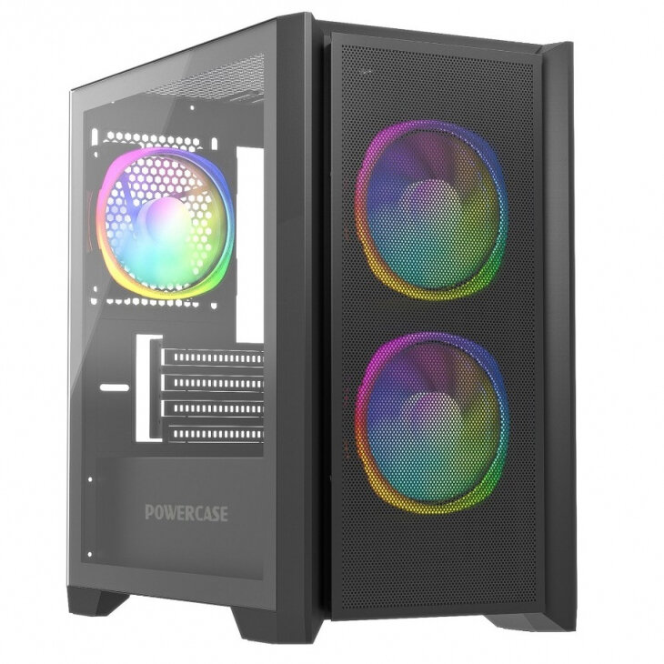 Корпус для компьютера Powercase Alisio Micro Z3B ARGB, без БП, черный — фото 1