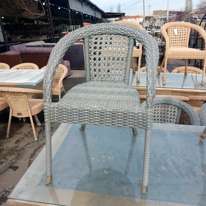 фото Кресло садовое из искусственного ротанга 60х70х80см серое