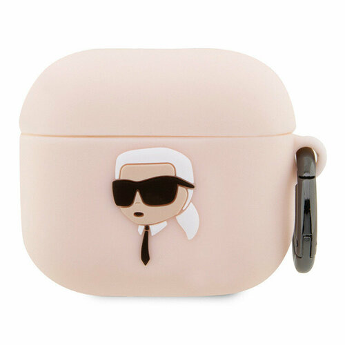 Karl Lagerfeld чехол для Airpods 3 (2021), Silicone case with ring NFT 3D Karl розовый