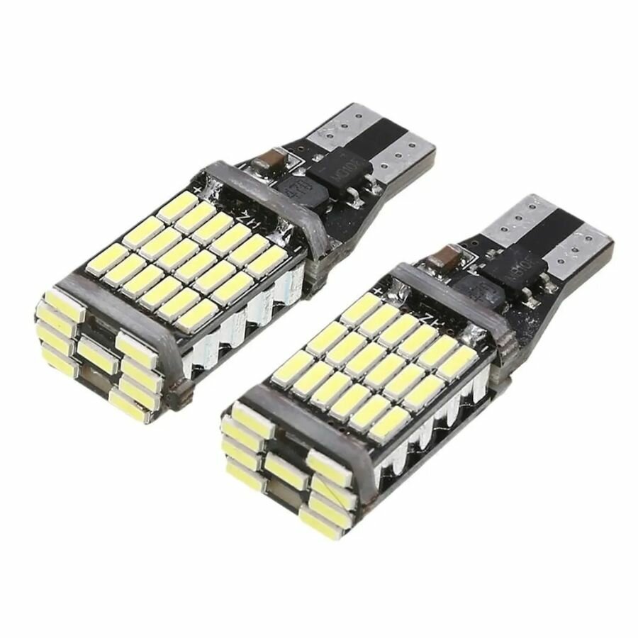 2шт LED лампа С обманкой бесцокольная 12V T15 W16W для заднего хода салона габаритов ДХО