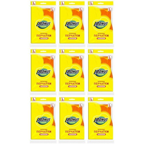 Bonus Перчатки латексные Эконом размер L 9 уп 1137₽