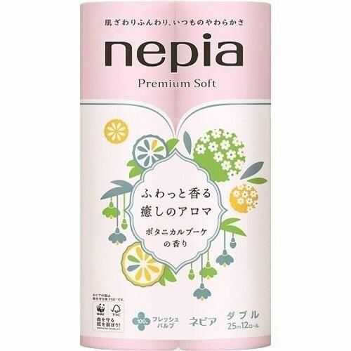 NEPIA Туалетная бумага Premium Soft двухслойная, с легким ароматом цветов и трав, 25м x 12шт