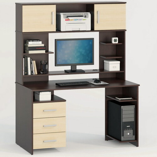 Изображение товара Стол компьютерный Вента-4 левый Венге - Дуб молочный