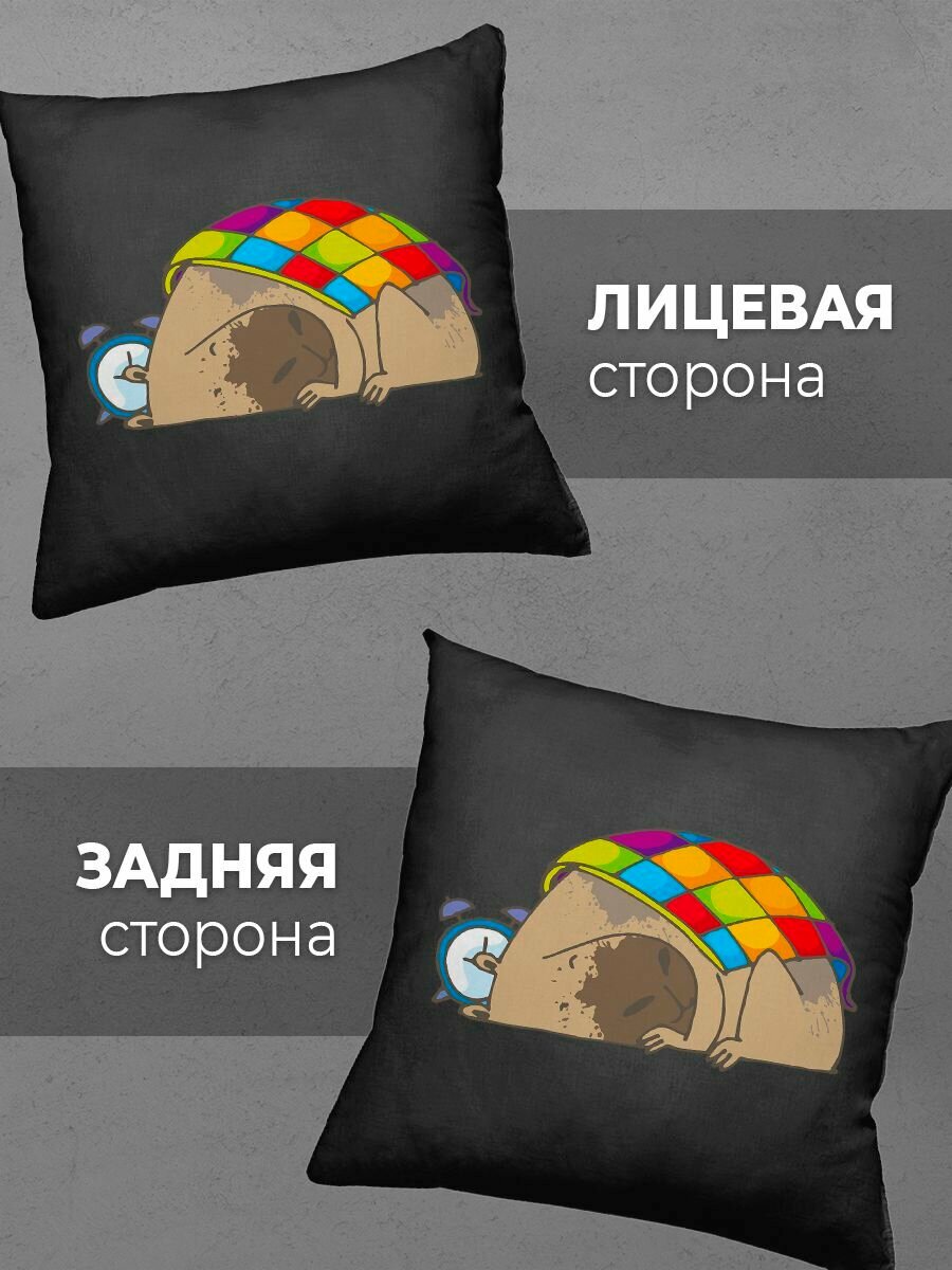 Подушка Printech "Animal Животные Cute Милый Капибара Relax Релакс Сон" 35x35 PL-GB49P14-2BL/35DTF