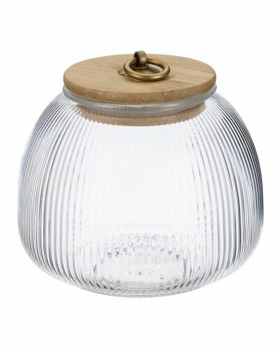 фото Банка Regent Inox Linea LANTERN стеклянная с бамбуковой крышкой, 950 мл 93-HO-LA-02-950