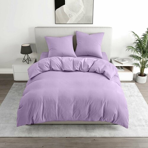 Постельное белье 1,5 спальный BRAVO поплин сиреневый / хлопок / наволочки 70х70