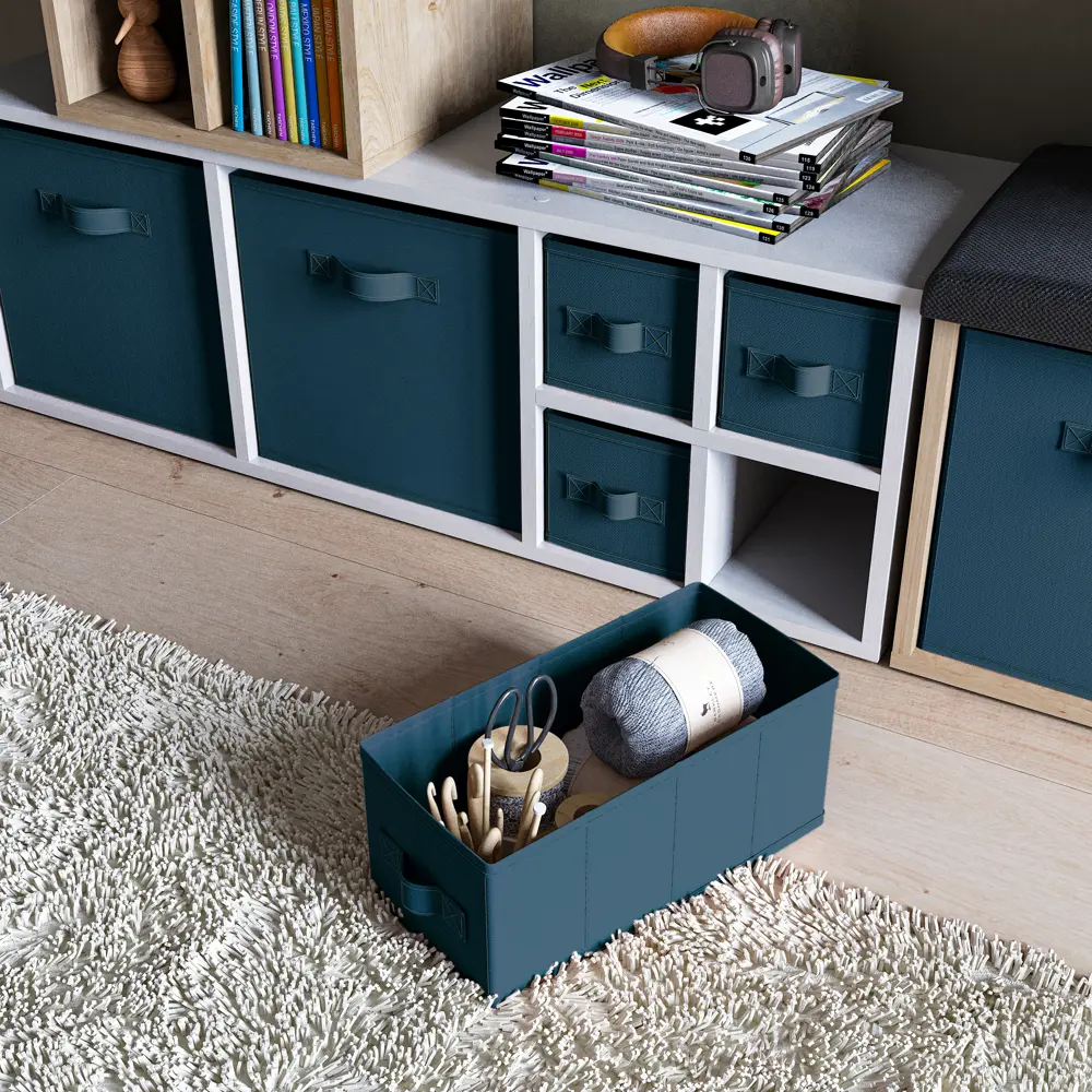 фото Короб для хранения вещей Spaceo KUB 15x31x15 см 7 л спанбонд, цвет синий