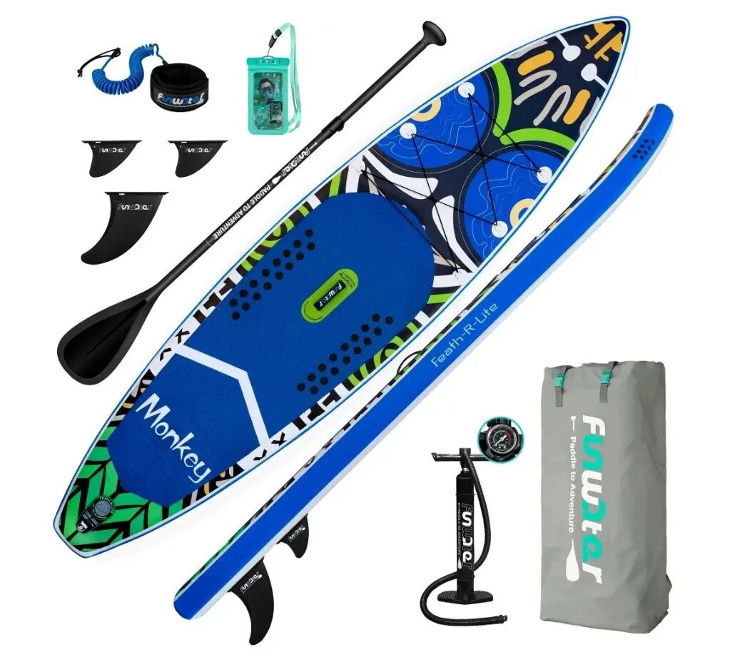 Надувная доска SUP board (сап борд) FunWater Monkey (350x83x15 cm)