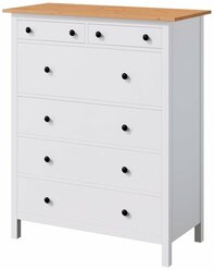 Комод Хемнэс Hemnes/ Кымор, 108x131x50см, 6 ящиков, белый/светло-коричневый