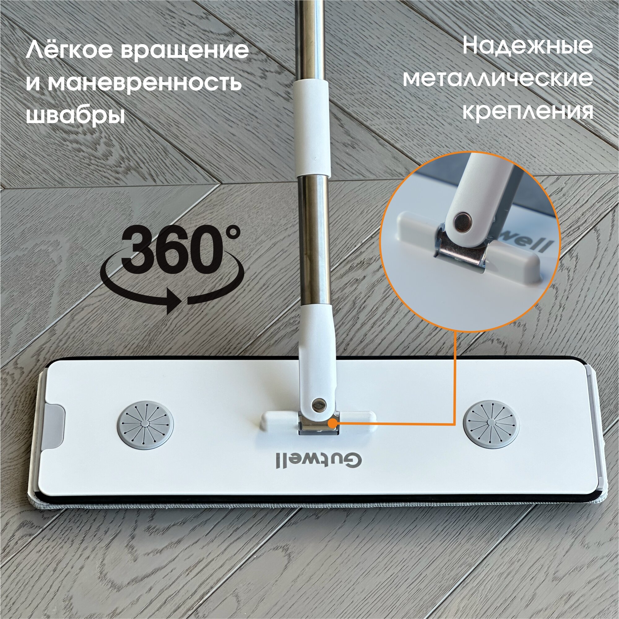 Швабра с отжимом и ведром Gutwell 12л крепление на стену в ПОДАРОК — фото 1