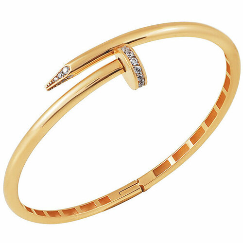 Браслет Золотая подкова, красное золото, 585 проба, фианит, длина 18 см.