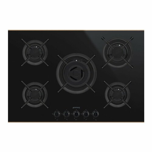 Газовая варочная панель 75 cм Smeg Dolce Stil Novo PV675CNR черная 21399000₽