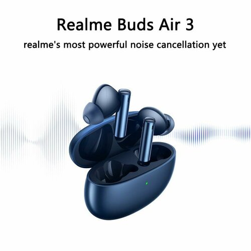 Беспроводные наушники TWS Realme Buds Air 3 BT5.3/30mAh/4ч синие вставные наушники realme buds air 3s black черный rma2117