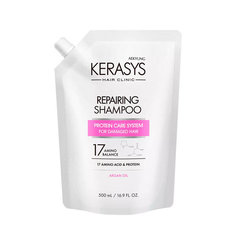 Восстанавливающий шампунь для волос запасной блок KeraSys Hair Clinic Repairing Shampoo 500 мл