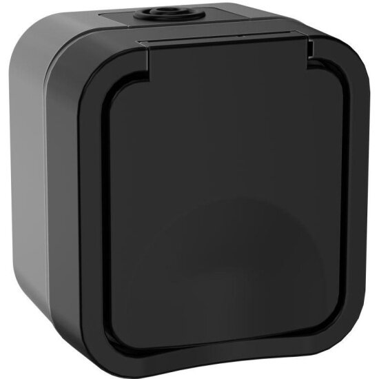 Розетка Iek 1-м ОП TORS 16А IP55 TS120 с заземл. с крышкой графит, TS-R16-16-55-K53