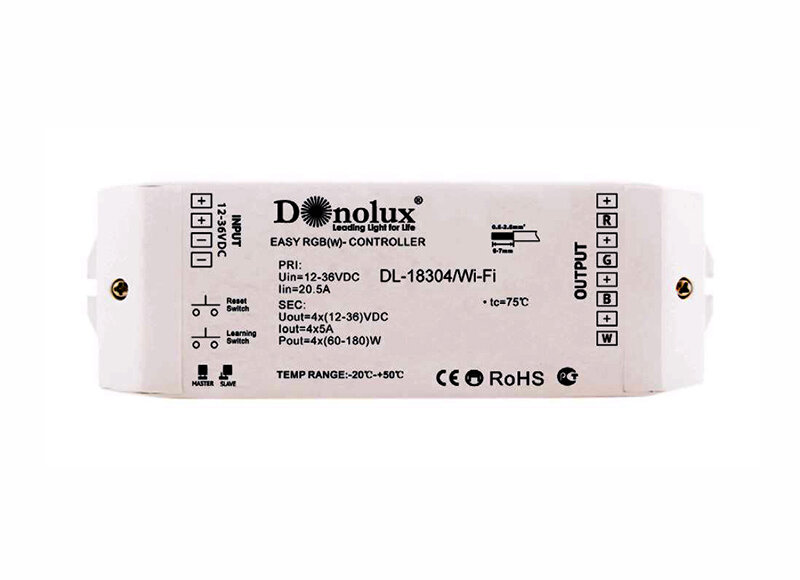 Donolux Wi-Fi контроллер для светод. лент, 12V-36V, 4 канала по 5А. Совм. с пультом DL-18304/RGBW Re