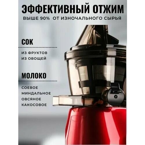 Стильная электрическая соковыжималка шнековая Красный 860000₽