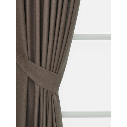 Комплект штор SANPA HOME Рогожка на ленте, для комнаты, коричневый, 2 шт. размер 200х270 см