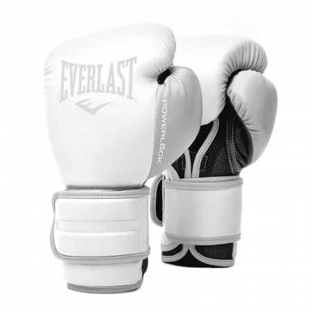 Перчатки тренировочные Powerlock PU 2 бел. (Кожезаменитель, Everlast, 12 унций, Белый) 12 унций