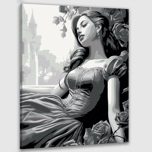 Картина по номерам 50х40 Принцесса в розовом саду
