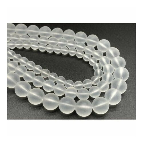 Каменные бусины Горный Хрусталь шарик гладкий матовый 10 мм длина нити 38 см около 38 бусин 1590₽