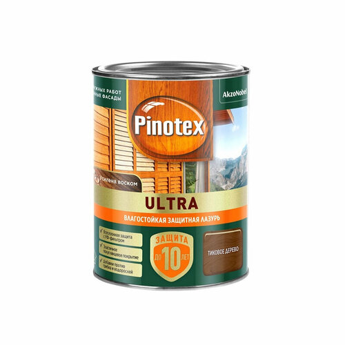 Лазурь PINOTEX ULTRA защитная влагостойкая для древесины тиковое дерево 0,9л