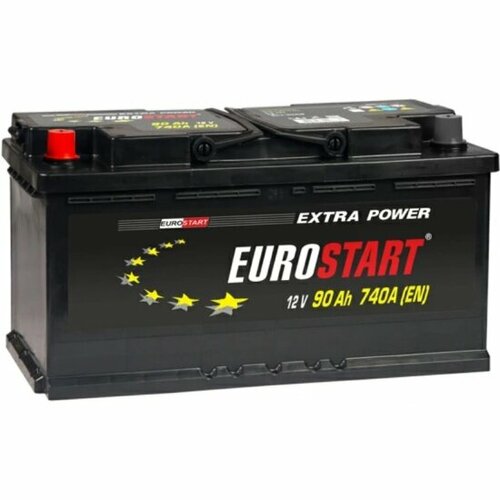 фото Аккумулятор автомобильный eurostart extra power 90 ah 700 a прямая полярность 353x175x190