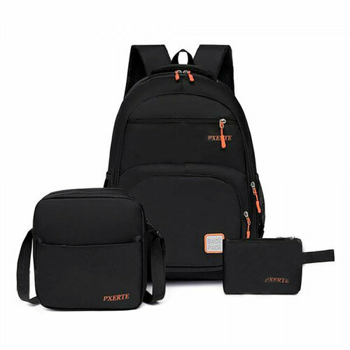 Рюкзак для мальчика (AIYIMAN)+сумка+косметичка черный-оранжевый 45х31х15 см арт. CC423_7417-2