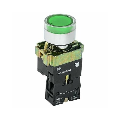 Кнопка LAY5-BW3361 зеленый с подсветкой 1НО