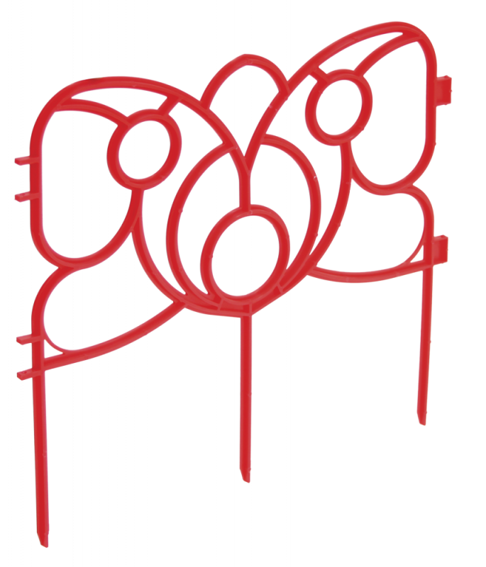 фото Заборчик декоративный Бабочка в цветах красный 2,95 м h 18,5 см 9СЕКЦИЙ