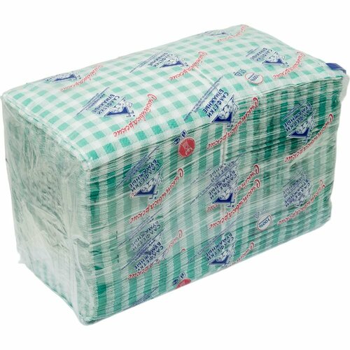 Салфетки Сыктывкарские 24x24 см, 1 слой, с рисунком шотландка, зеленая, 400 шт 1Н400 1Н400Р-ШЗ 1001381779