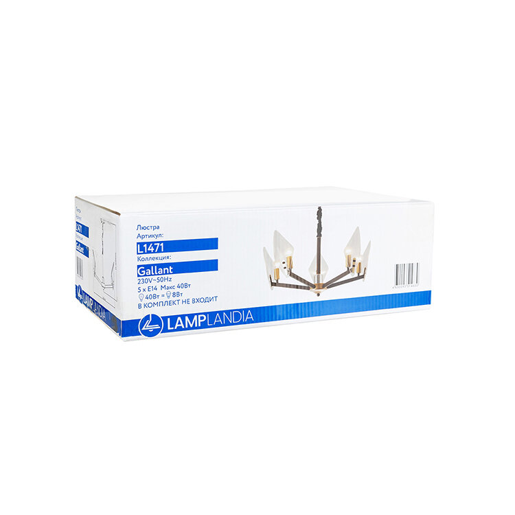 Люстра Lamplandia L1471, 5 ламп, 17 м², цвет черный/бесцветный - фото №15