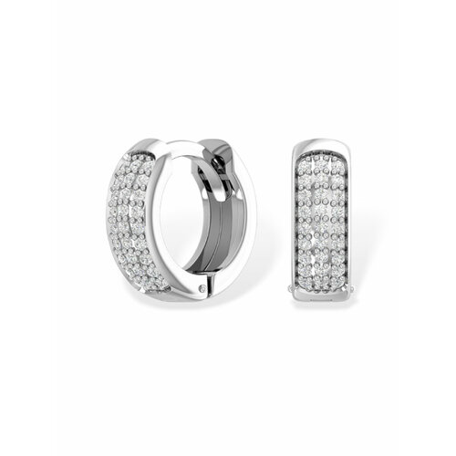 Серьги конго POKROVSKY, серебро, 925 проба, родирование, фианит, длина 1.1 см, серебряный