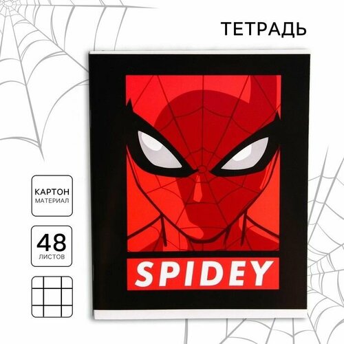 Тетрадь 48 листов в клетку картонная обложка Человек-паук 428₽