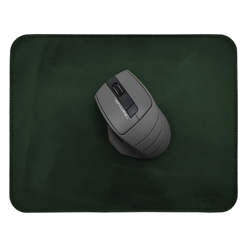 Коврик для мыши из натуральной кожи. Зеленый. С прошивкой. (Mouse Pad)