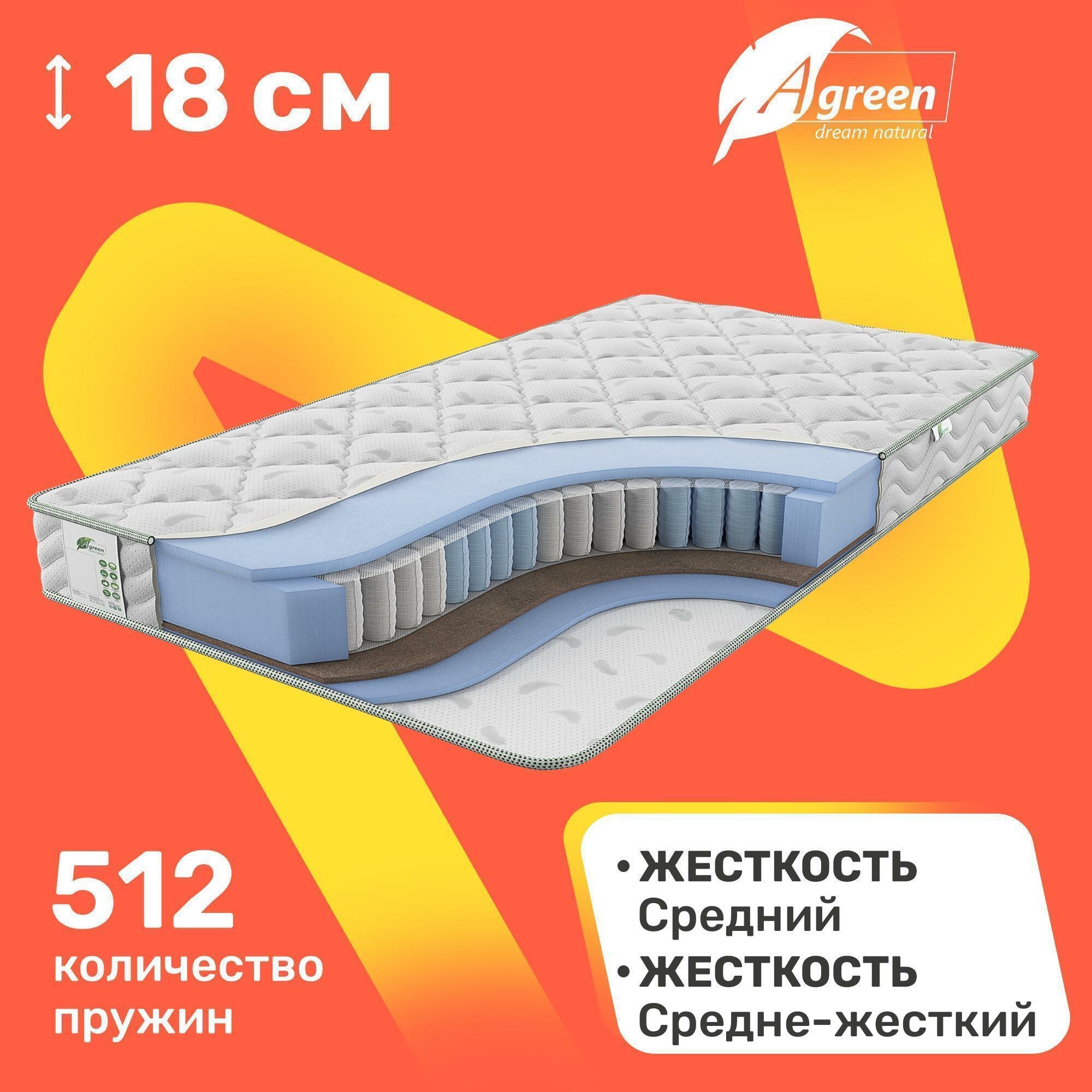 Матрас c независимыми пружинами Agreen Clean Pirim 110x200