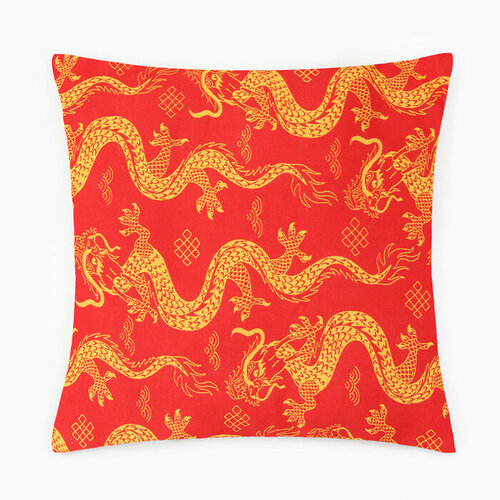 Подушка Драконы 40х40см красный рогожка хл 100 459₽