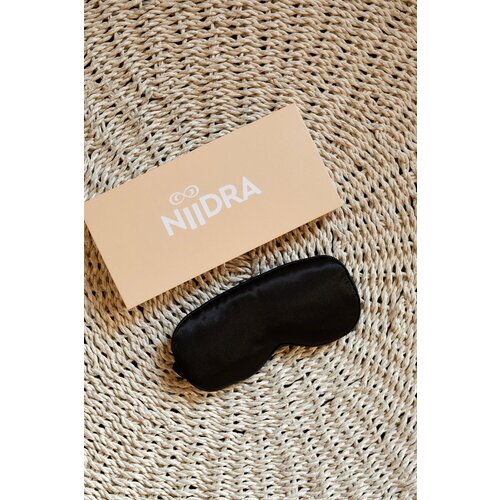 Маска для глаз из сатин-шелка с наполнителем из натуральной лаванды, цвет черный