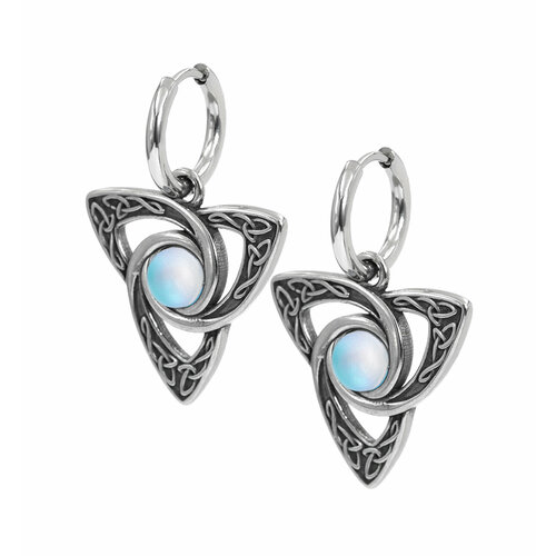 Серьги конго с подвесками SILVARIE лунный камень серебристыйголубой 1999₽