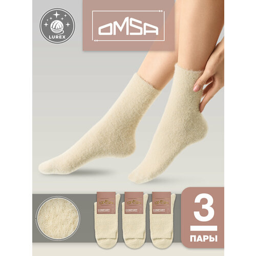 фото Носки omsa omsa_comfort, комплект, 3 пары, размер 39-41, beige