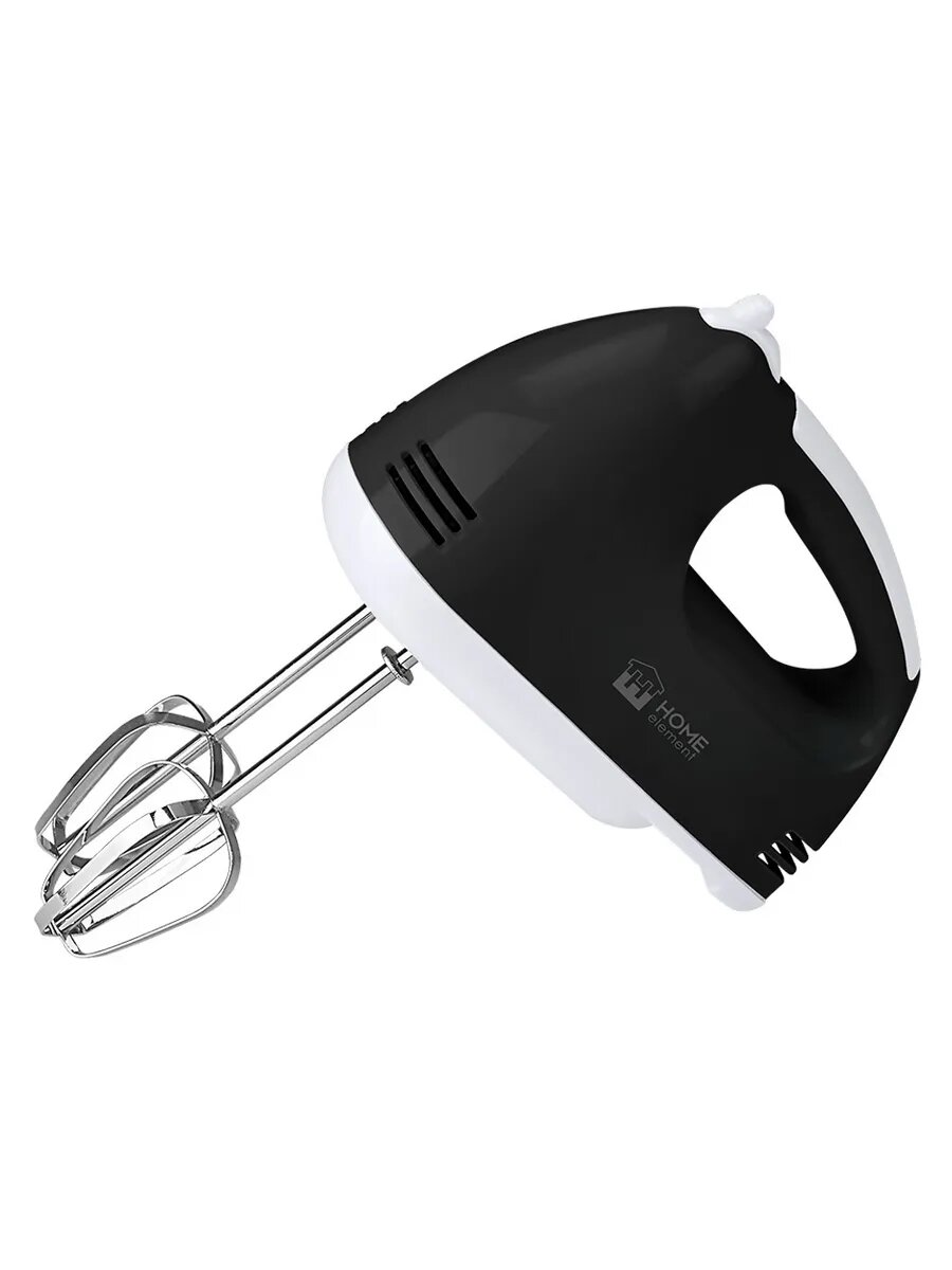 Миксер ручной HOME ELEMENT KP801, 7 скоростей, черный/белый, 400Вт