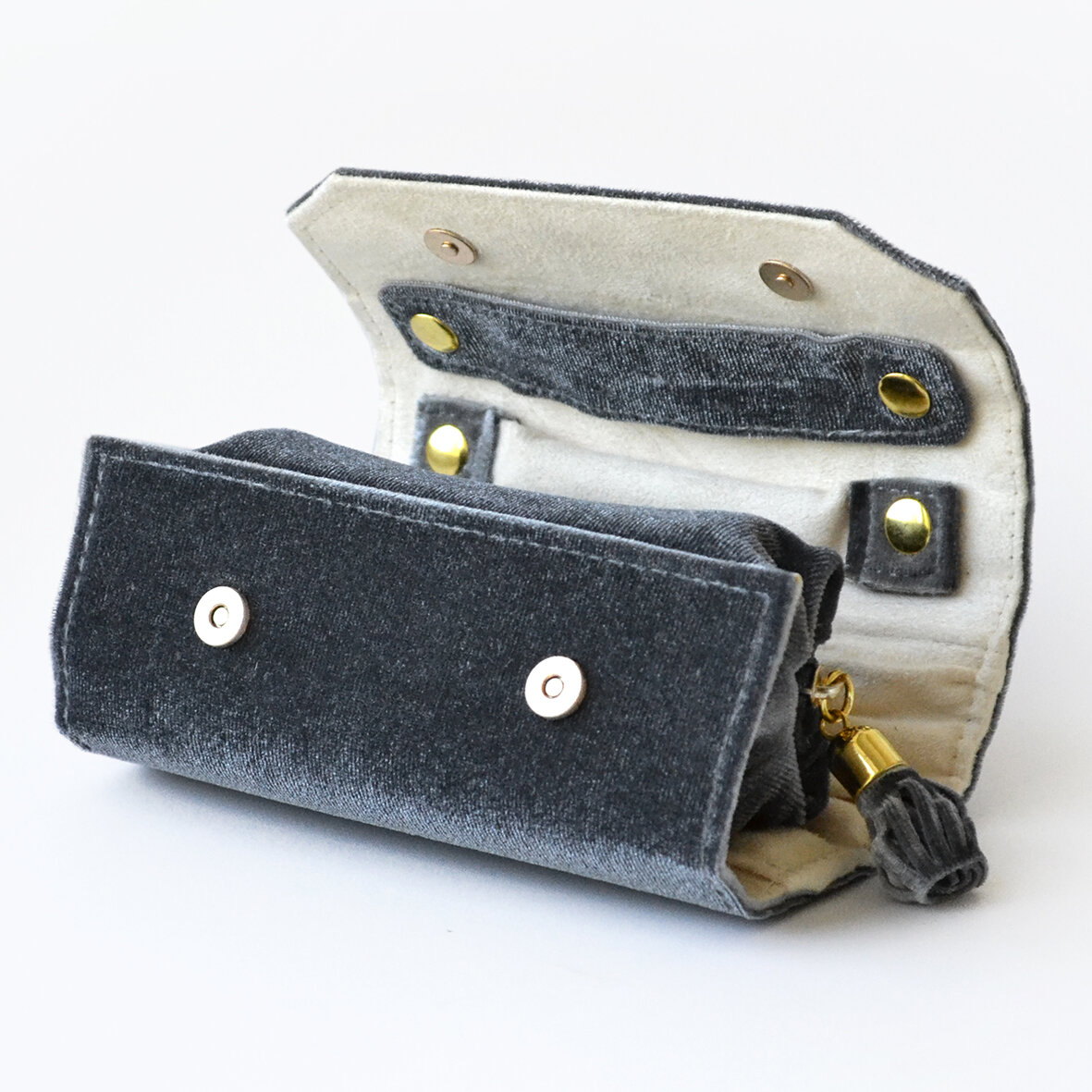 Бархатный кофр, для украшений, прямоугольный, серый