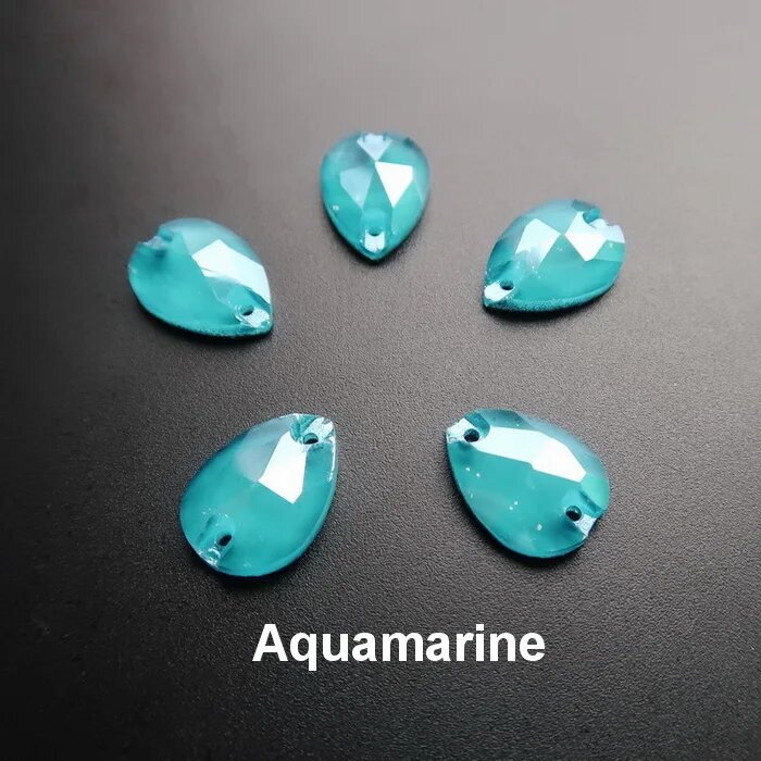 Стразы стеклянные SNCRYSTAL капля прозрачные 13x18mm 20pcs Бирюзовый