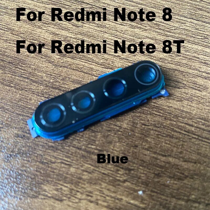 Стеклянный объектив задней камеры для Xiaomi Redmi Note 8 8T Pro, стеклянная рамка задней камеры, крышка с клейкой наклейкой, клей, note 8 8T Blue