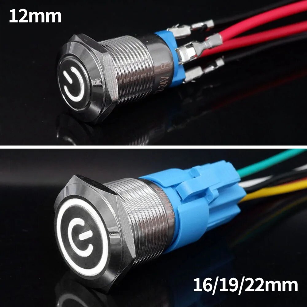 Кнопочный металлический переключатель PRONCH 12/16/19/22 мм красный