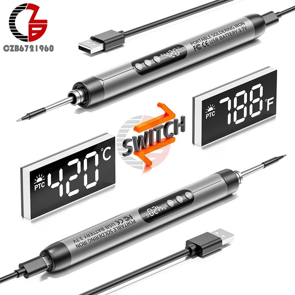 Беспроводной электрический паяльник USB 5В 8Вт, Digital black set — фото 1