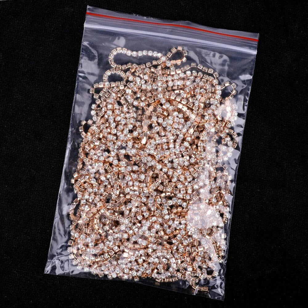 Стеклянная цепочка со стразами VC 1/5 ярда SS6-SS18 1yard pack SS14(3.5mm) KC Gold Crystal