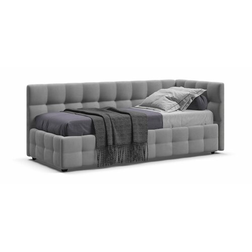 Односпальная кровать BOSS Sleep mini с ящиками для хранения велюр Monolit Сталь 90х200 см 30470₽